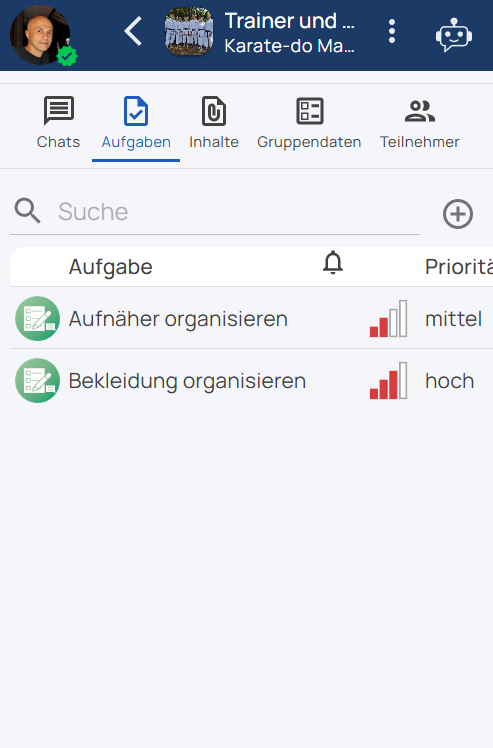 Screenshot: Aufgabenliste mit Prioritäten