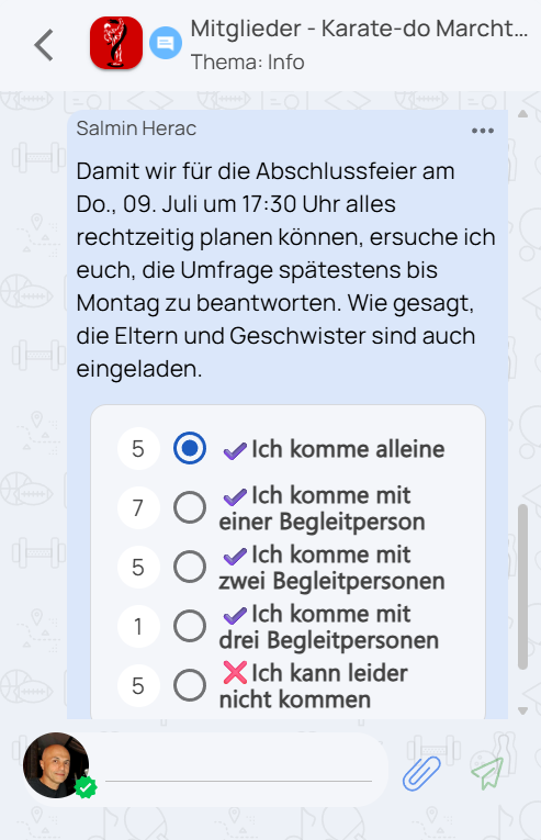 Screenshot: Umfrage in einem Gruppen-Chat