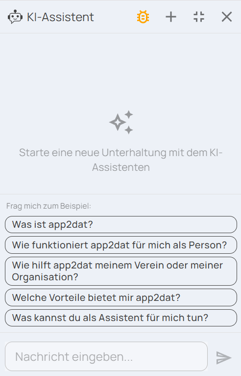 AI Assistant with example questions